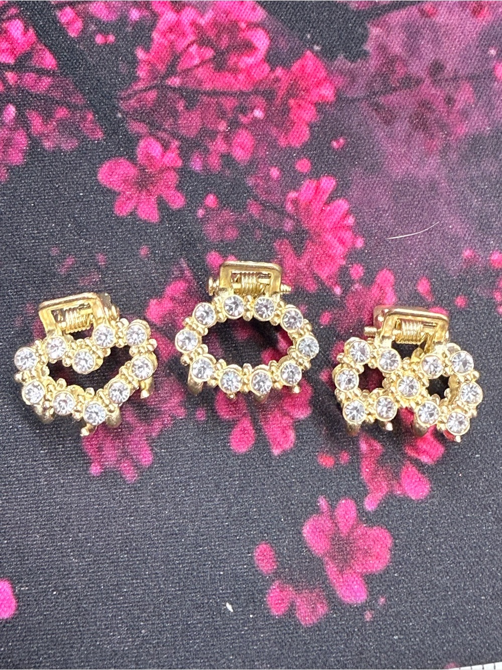 Gold Rhinestone Mini Hair Claw Clips